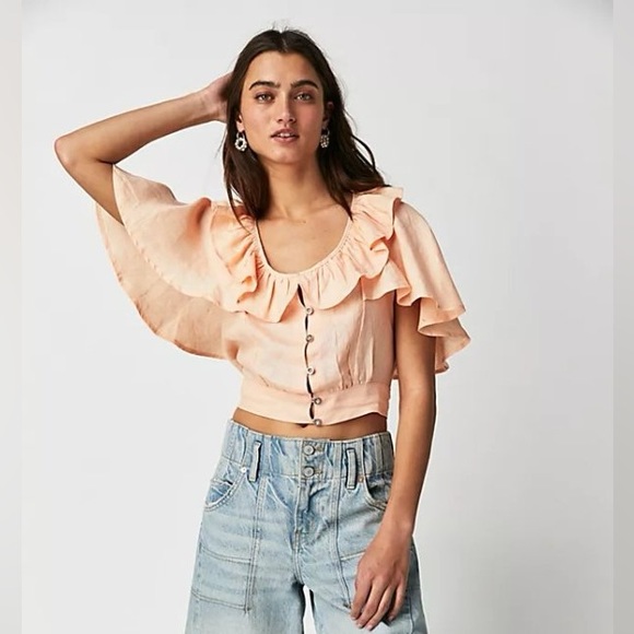 Free People NWOT Sweet Times Linen Top - Picture 3 of 3